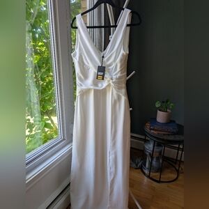 NWT DKNY White Satin Maxi Dress (Issues)